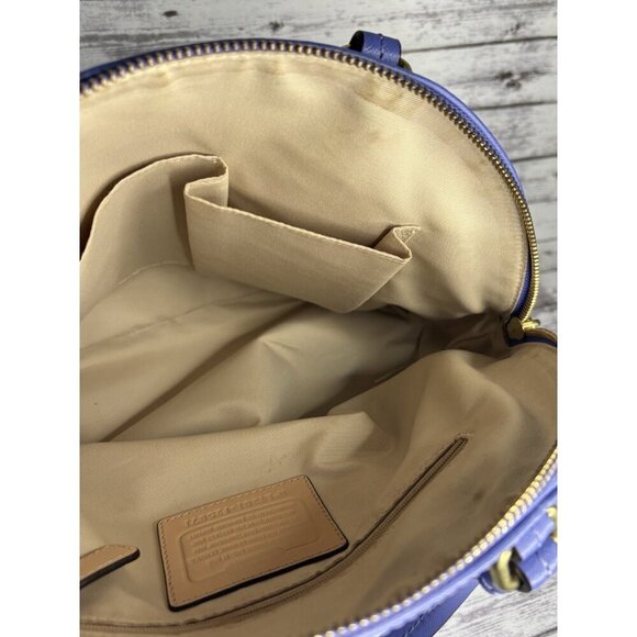 Vintage Coach Peyton Leather Cora Domed Satchel F25671 SV/CERULEAN BLUE - Picture 7 of 16